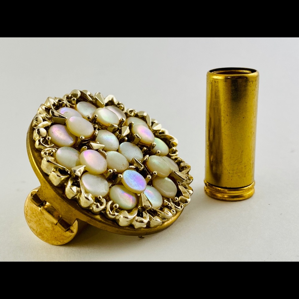 Antique Genuine MOP Belt Buckle/ Lipstick